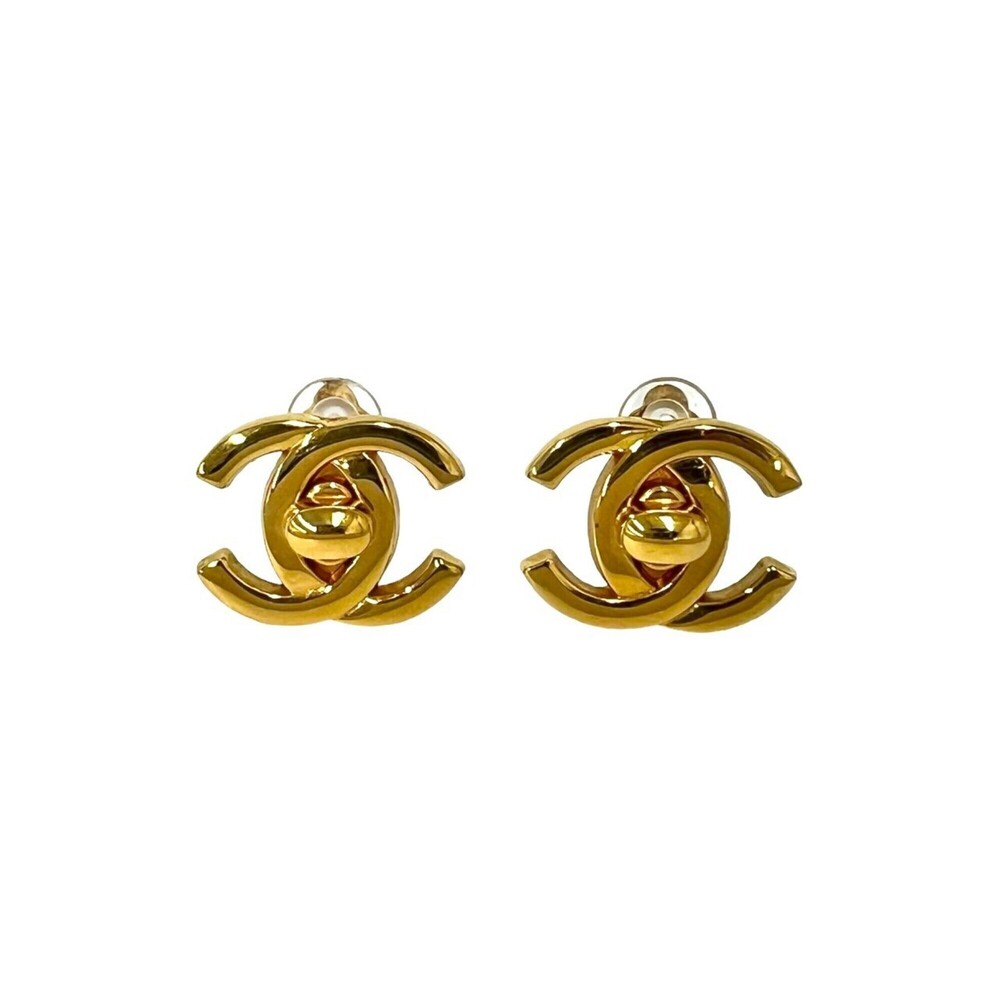 CHANEL Vintage Coco Mark GP Earrings Ear Cuff Accessory Gold 81260